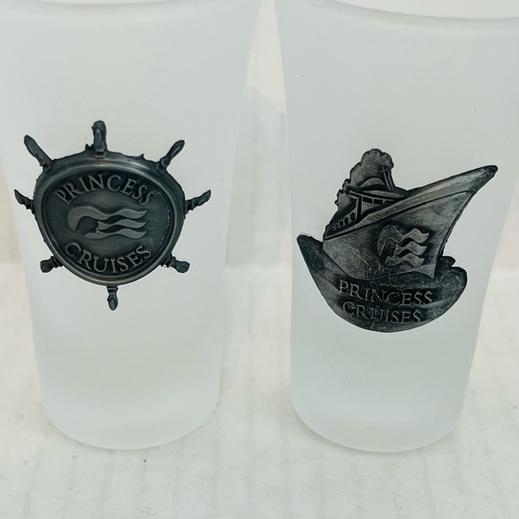 Princess Cruise Souvenir Frosted Shot Glasses 2 Glasses - Picture 5 of 5